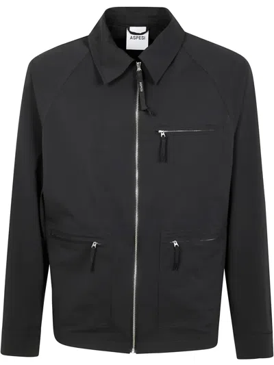 Aspesi Giubbotto Taharu In Twill Di Tessuto Tecnico - Nero In 黑色