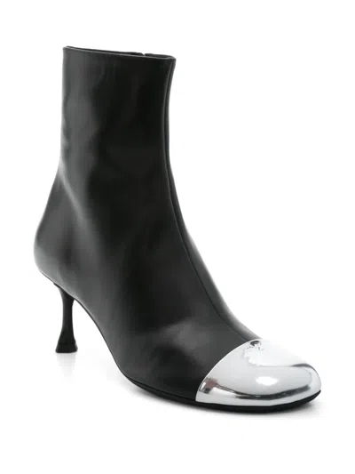 N°21 60mm Leather Boots In 黑色