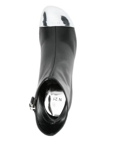 N°21 60mm Leather Boots In 黑色