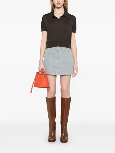 Fendi Light Blue Denim Miniskirt In Gray