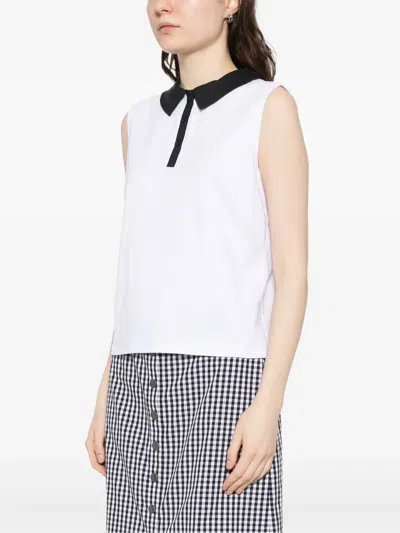 Agnès B. Cotton Polo Top In 白色