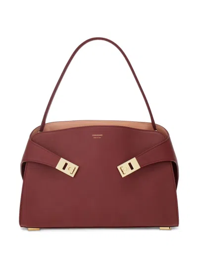 Ferragamo Women's Hug Soft Leather Shoulder Bag In Red