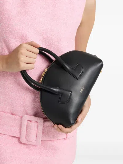 Patou Shoulder Bag Structured Detachable Strap In Black