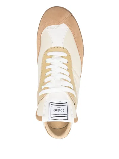 Chloé Kick Suede And Leather Sneakers In Brown