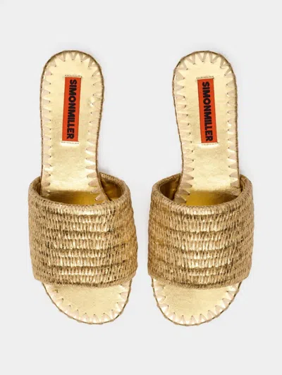 Simon Miller Raffia Salerno Slides In Gold