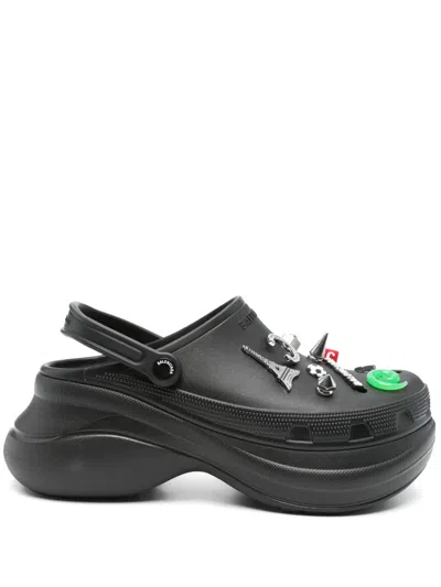 Balenciaga Black Crocs Jibbitz Clogs In Black