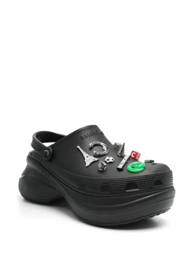 Balenciaga Black Crocs Jibbitz Clogs In Black