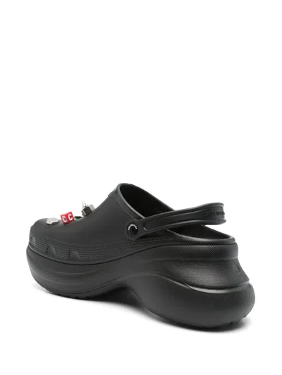Balenciaga Black Crocs Jibbitz Clogs In Black