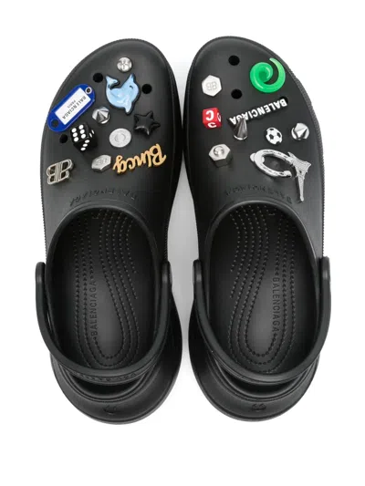 Balenciaga Black Crocs Jibbitz Clogs In Black