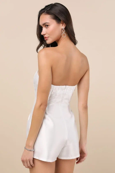 Lulus Dayvon White Strapless Romper In White