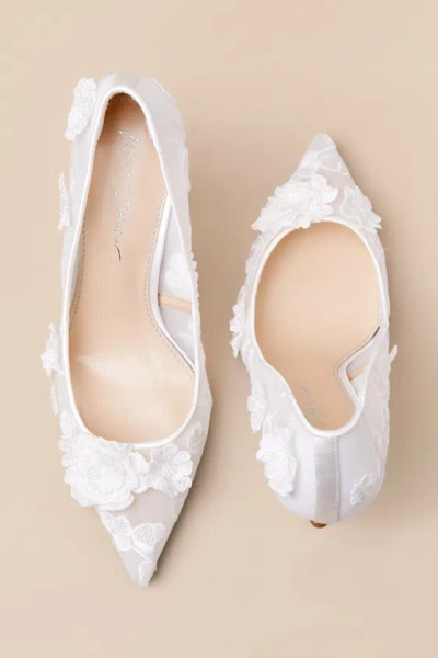 Betsey Johnson Sb-aimey Lace Ivory Mesh Floral Embroidered Pumps