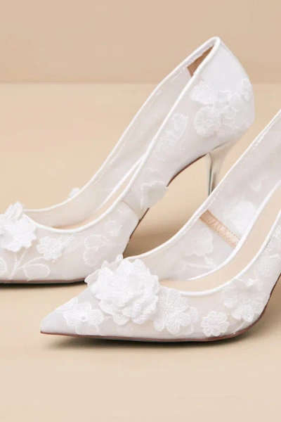Betsey Johnson Sb-aimey Lace Ivory Mesh Floral Embroidered Pumps