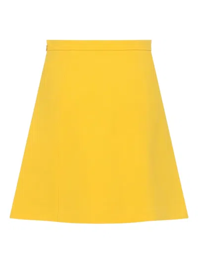 Valentino Wool And Silk Mini Skirt In Yellow
