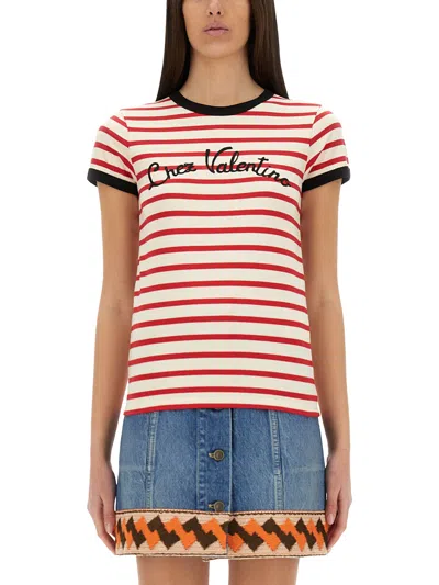 Valentino Garavani Embroidered Cotton T-shirt In Multi
