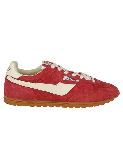 Autry Windspin Low Woman Suede Leather Sneakers In Red