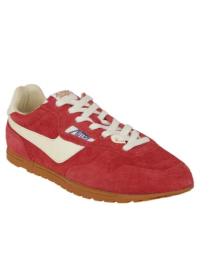 Autry Windspin Low Woman Suede Leather Sneakers In Red