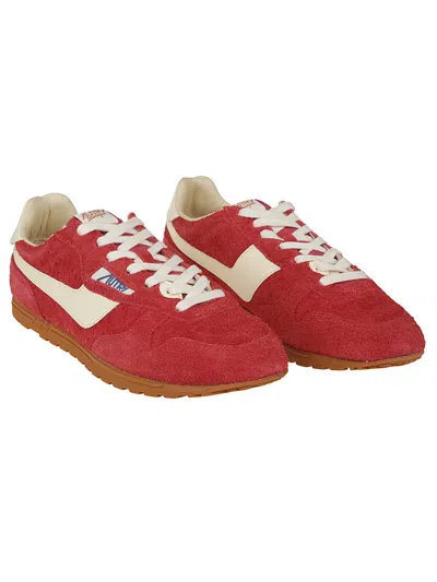 Autry Windspin Low Woman Suede Leather Sneakers In Red