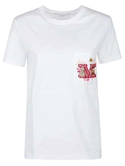 Max Mara T-shirt With Embroidered Pocket In White