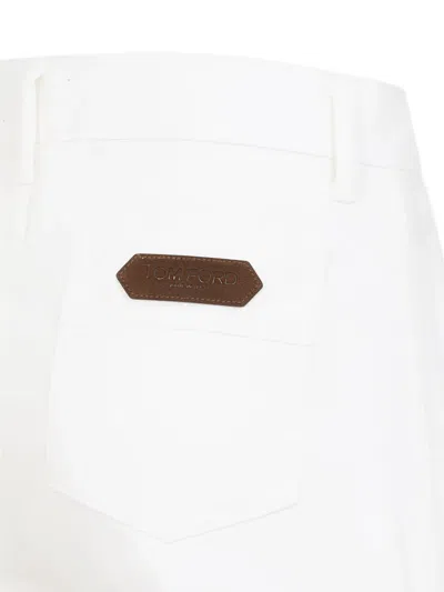 Tom Ford High-waisted Flared Pants With Classic Five-pocket Design In White