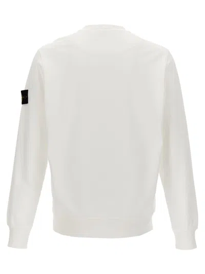 Stone Island Wool Blend Sweatshirt With Iconic Logo Patch And Timeless Design In Bianco