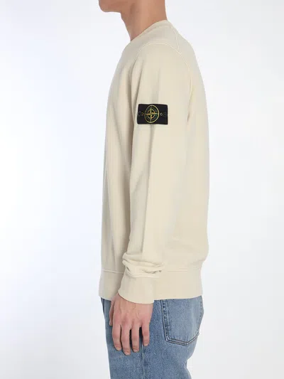 Stone Island Ivory Ribbed Knit Sweater With Crew Neckline In Multi