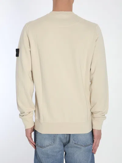 Stone Island Ivory Ribbed Knit Sweater With Crew Neckline In Multi