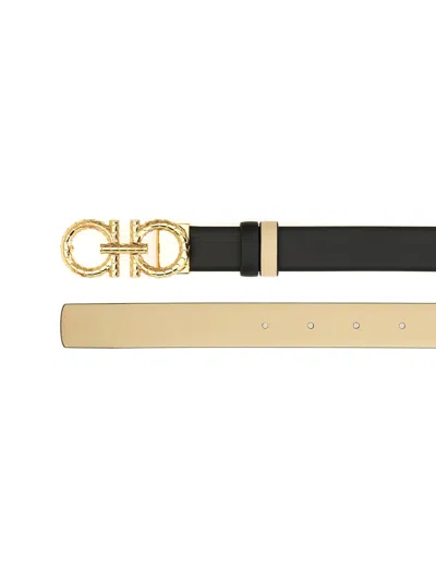 Ferragamo Black Reversible Gancini Belt In Black