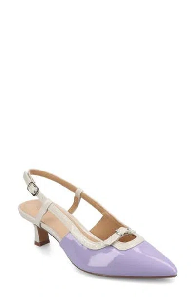 Journee Collection Padma Womens Pointed Closed Toe Kitten Heel Pumps In Lilac Patent