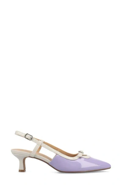 Journee Collection Padma Womens Pointed Closed Toe Kitten Heel Pumps In Lilac Patent