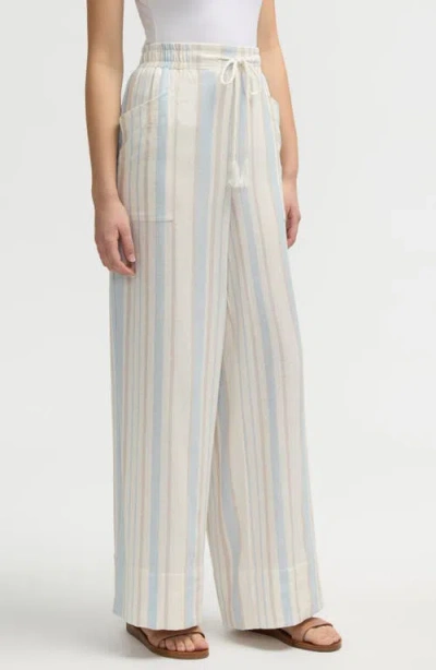 Nvlt Wide Leg Pants In Blue Natural Stripe