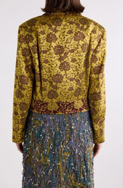 Dries Van Noten Vurano Floral Jacquard Zip Jacket In Ocra