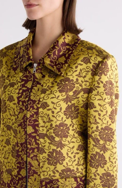 Dries Van Noten Vurano Floral Jacquard Zip Jacket In Ocra