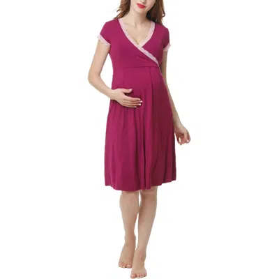 Kimi & Kai Cindy Maternity/nursing  Pajamas Set In Deep Berry