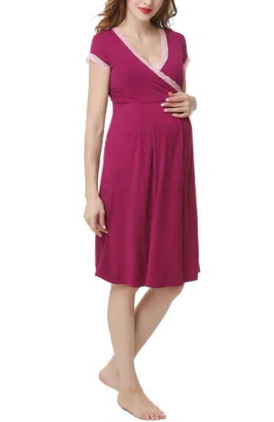 Kimi & Kai Cindy Maternity/nursing  Pajamas Set In Deep Berry