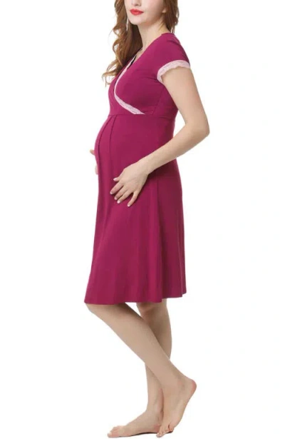 Kimi & Kai Cindy Maternity/nursing  Pajamas Set In Deep Berry