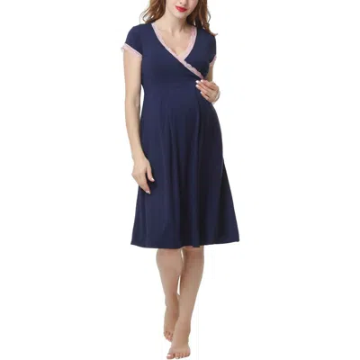 Kimi & Kai Jenny Maternity Nursing Night Gown In Navy