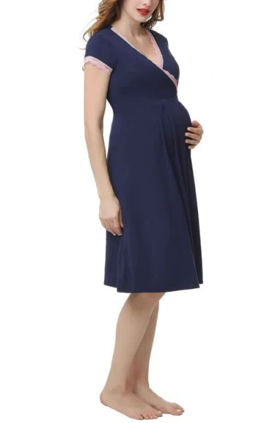 Kimi & Kai Jenny Maternity Nursing Night Gown In Navy