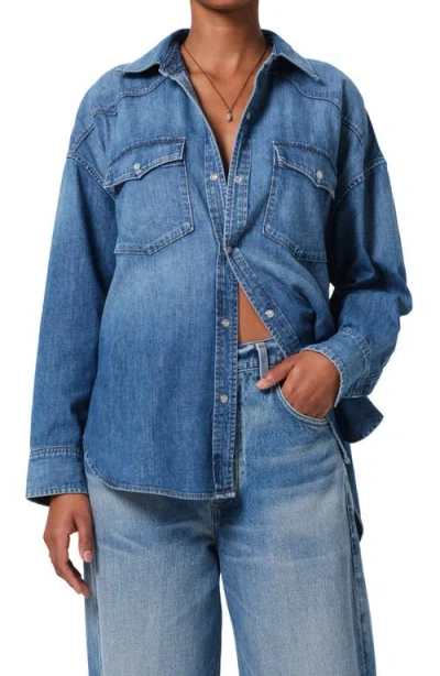 Citizen Of Humanity Citizens Of Humanity Kayla Western Denim Snap-up Shirt In Douro