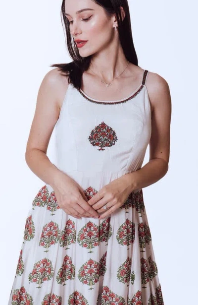 Raas Linnea Ajrakh Print Gown In Off-white