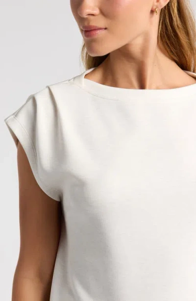 Zella Ultra Soft Scuba Top In Beige Ivory Heather