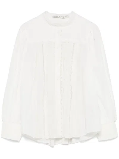 Alice And Olivia Cora Cotton Blouse In White