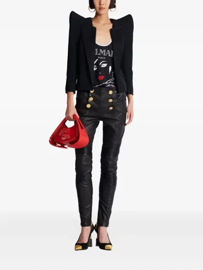 Balmain Women's Beauty Print Jersey & Muslin Top In Black