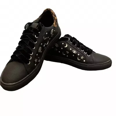 Very Volatile Clark Sneakers Embellished With Stars Moons In Black/leopard In Multi
