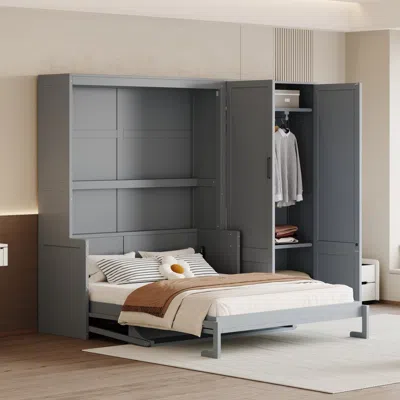 Streamdale Furniture Streamdale Queen Size Murphy Bed Wall Bed With Closet