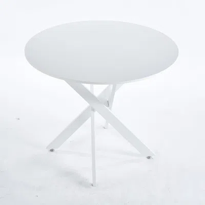 Streamdale Furniture Streamdale Modern Round Dining Table With Cross Metal Legs