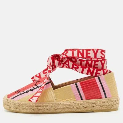 Pre-owned Stella Mccartney Multicolor Striped Raffia Gaia Espadrille Flats Size 37
