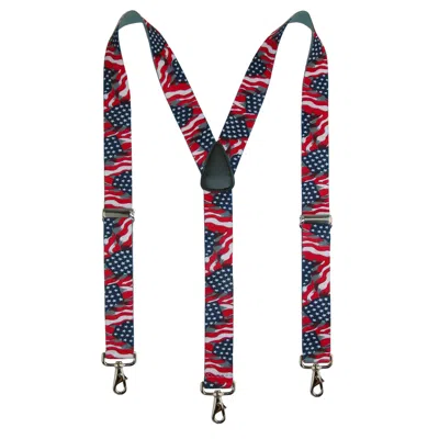 Ctm Men's Elastic American Flag Suspender With Hook Ends In Multi