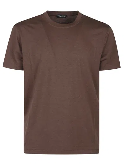 Tom Ford Regular Fit T-shirt In Lyocell And Cotton In Green