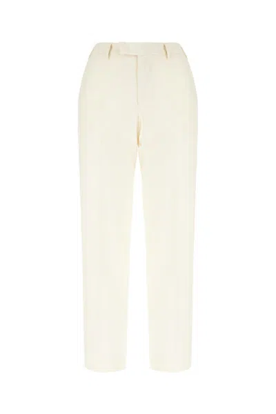 Pt Torino Stretch Cotton Blend Trousers With Front Pleats In 中性色