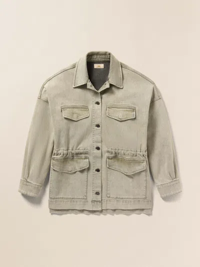 Faherty Sunwashed Denim Utility Jacket In Olive Haze Wash